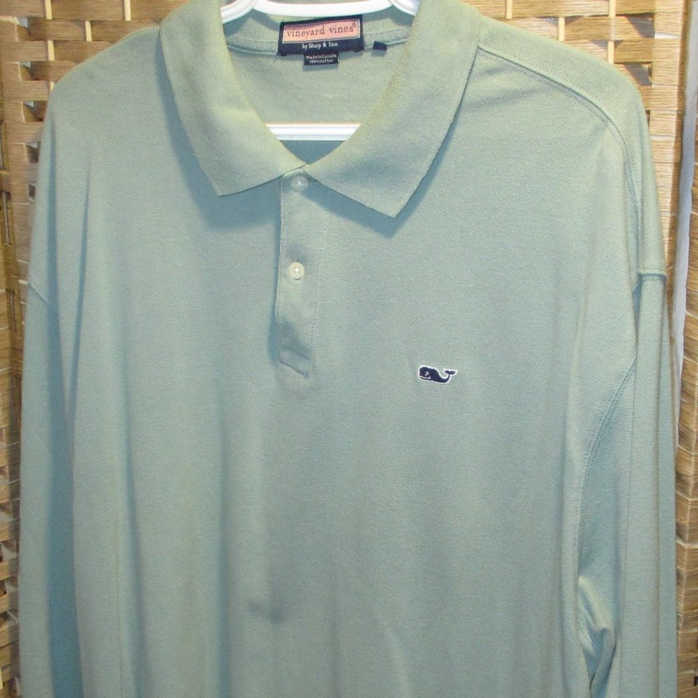 Vinyard Vines mens XXL (LS) 3 button polo green